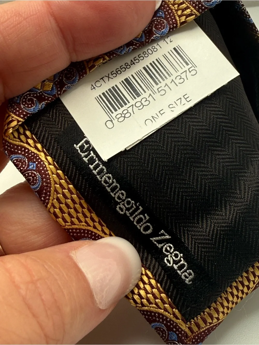 Ermenegildo Zegna Gold Tie with Blue and Brown Medallions